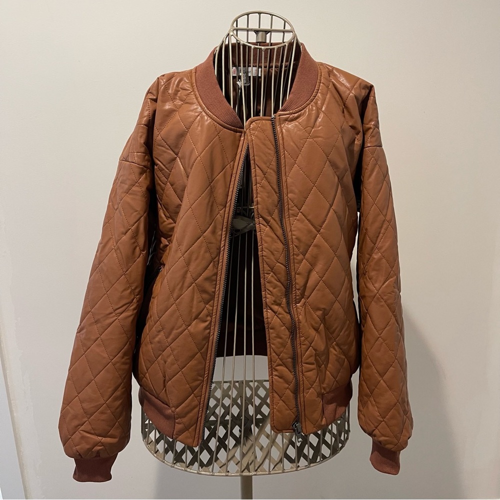 Faux leather quilted Bomber Jacket